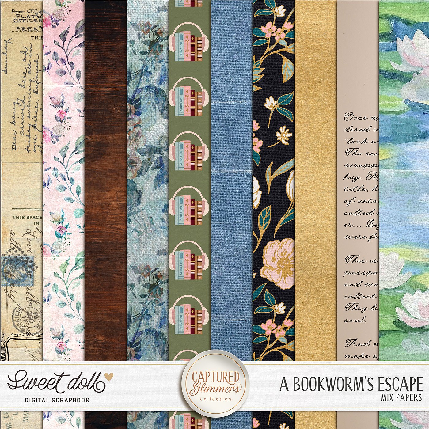 Captured Glimmers: A Bookworm’s Escape {Mix papers}